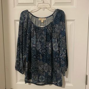 NWT Michael Kors Abstract Print Long Sleeve Top